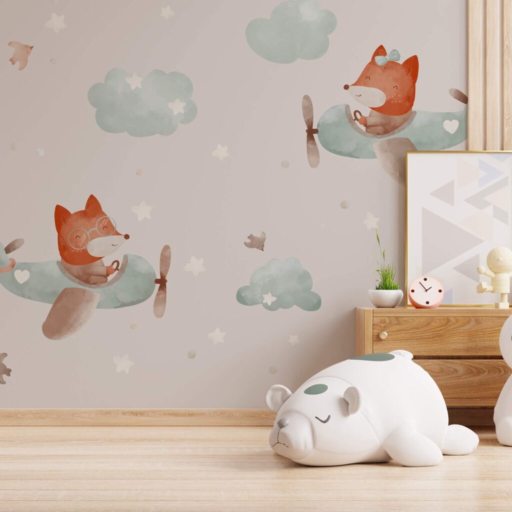 Schema di volpi che volano sugli aerei