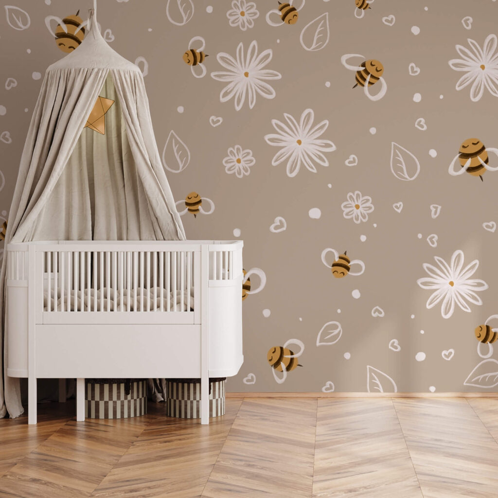 Motivo di api e fiori