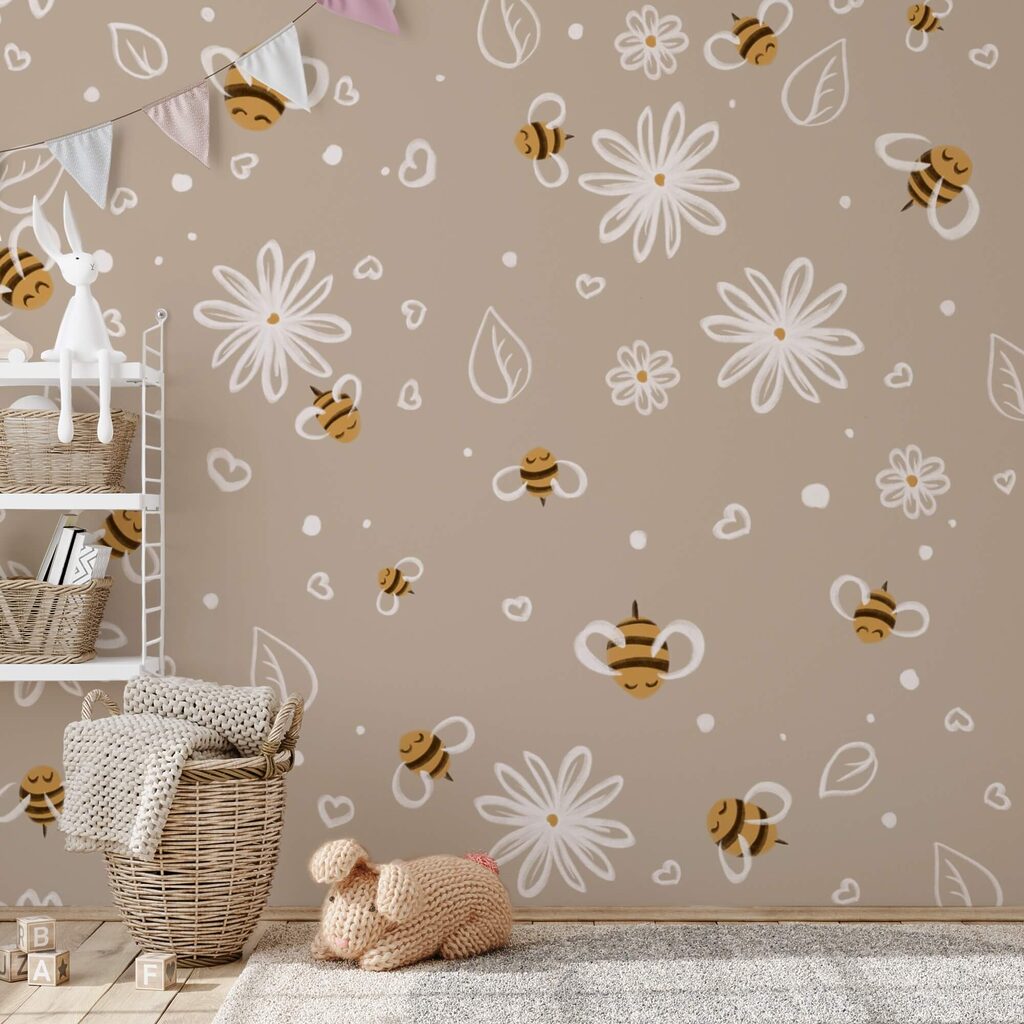 Motivo di api e fiori