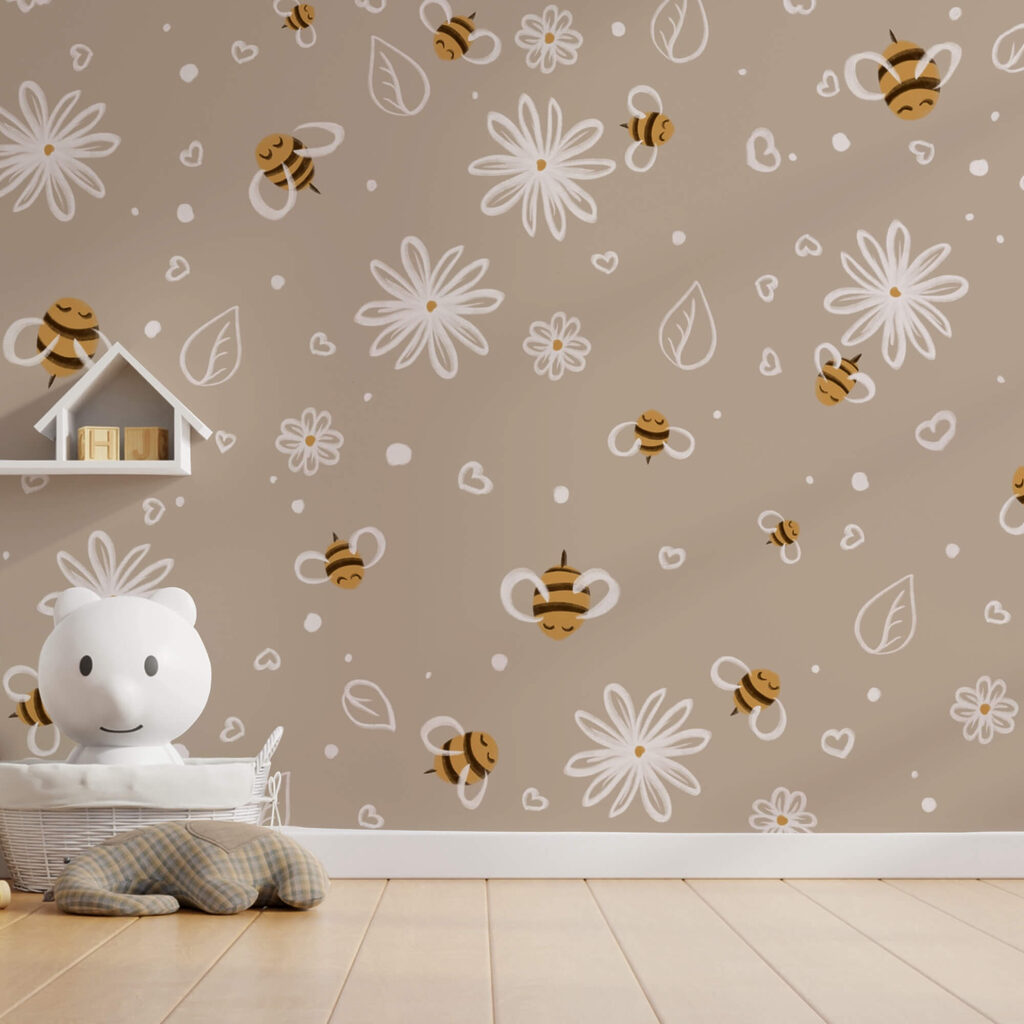 Motivo di api e fiori