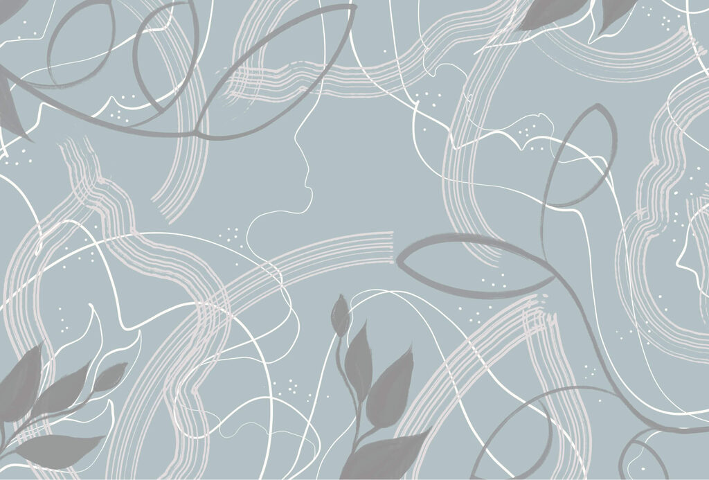 Sfondo blu e bianco con foglie e linee Sfondo blu e bianco con foglie e linee