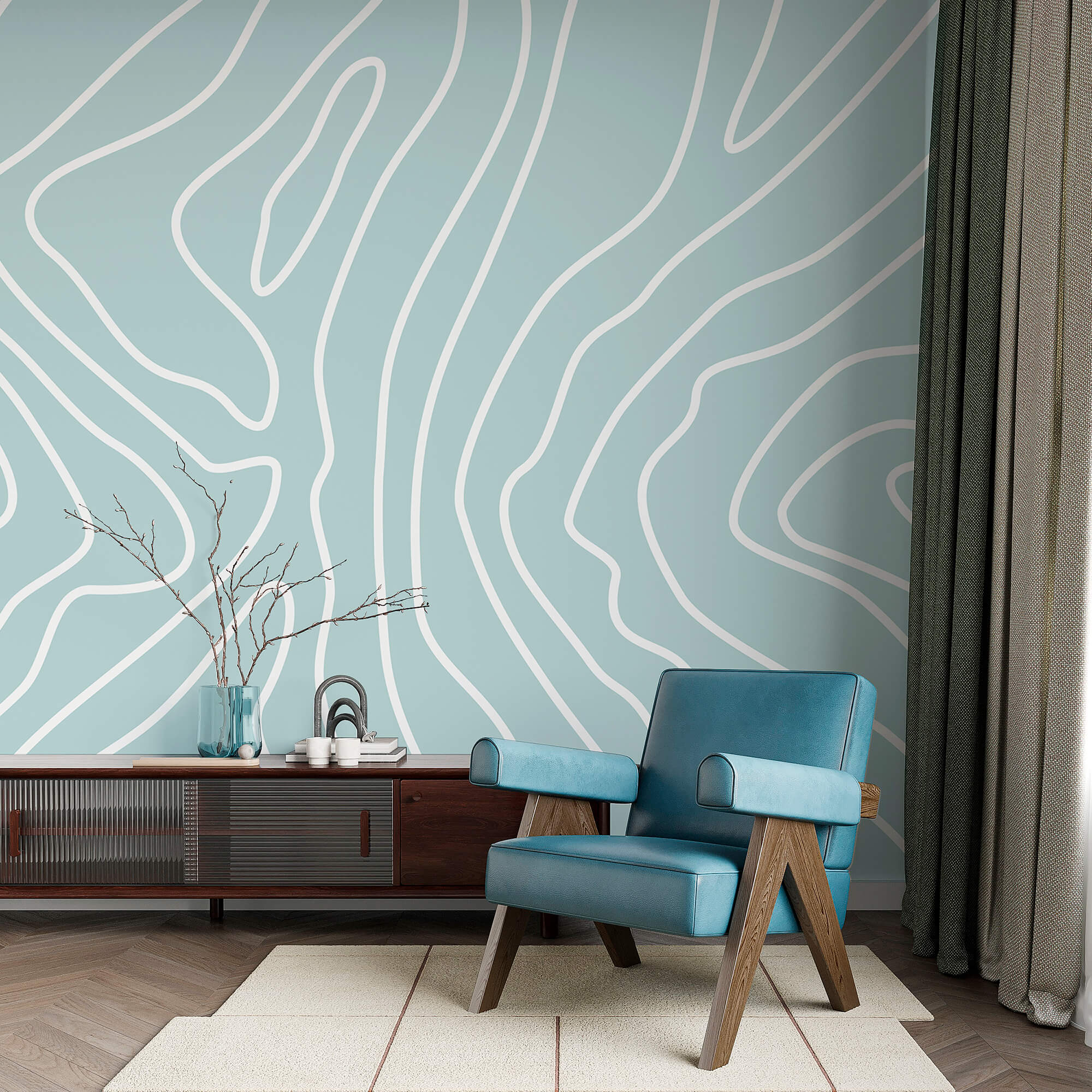 Linee bianche su sfondo blu