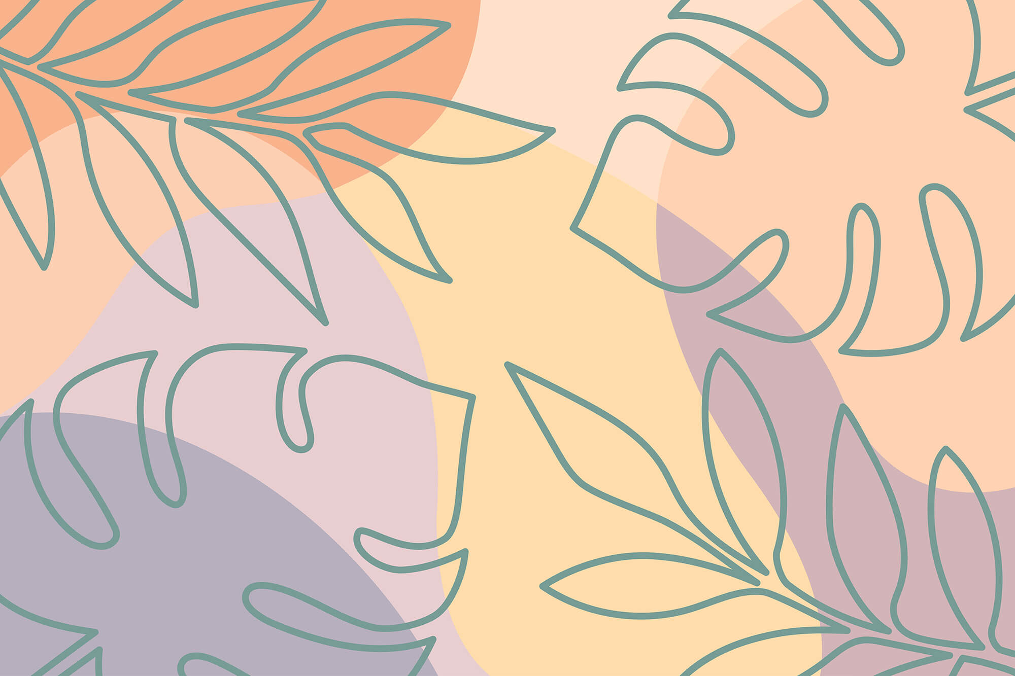 Pattern of leaves on a colorful background