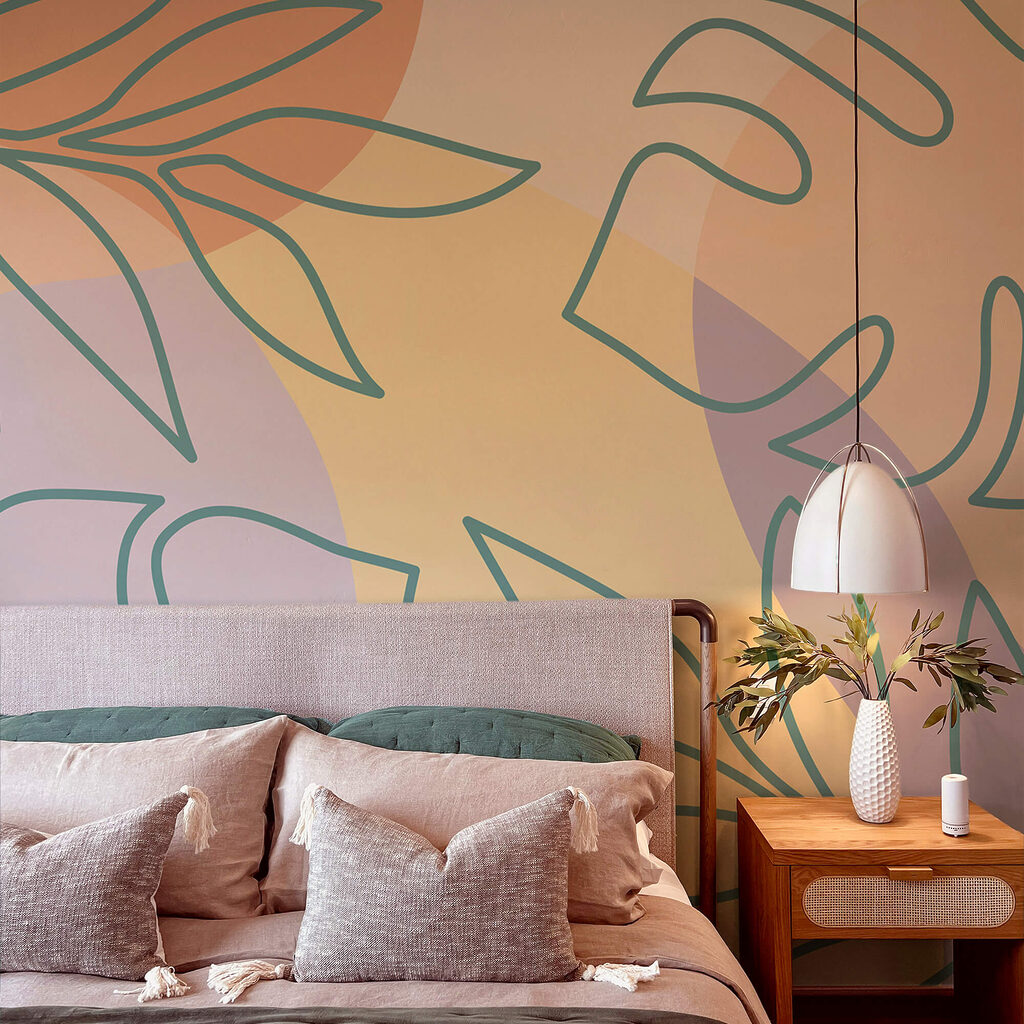 Motivo di foglie su uno sfondo colorato