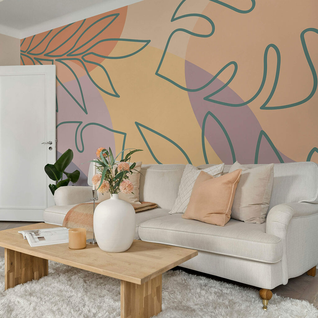 Motivo di foglie su uno sfondo colorato