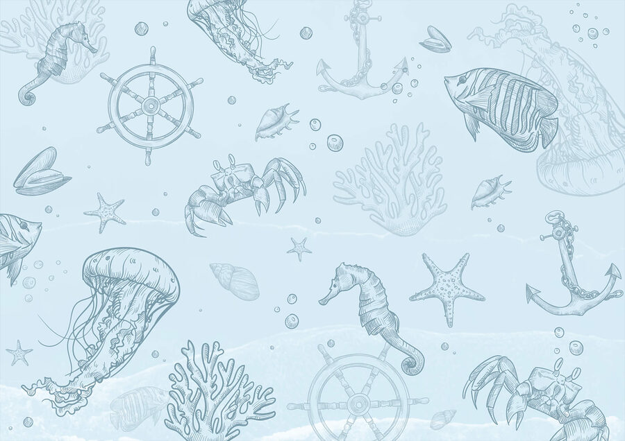 Carta da parati Sfondo blu con creature marine - immagine 3
