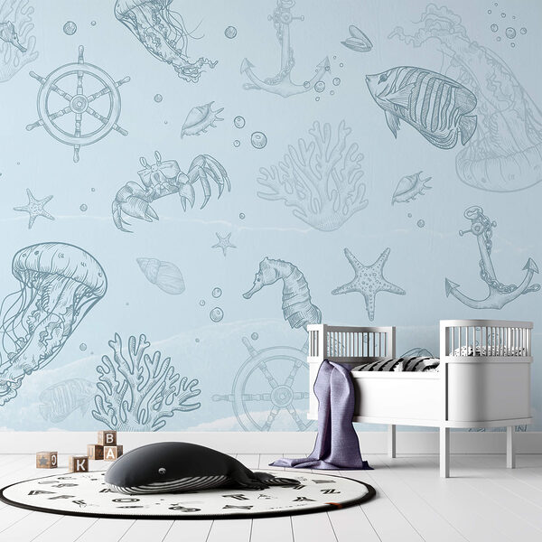 Sfondo blu con creature marine Sfondo blu con creature marine