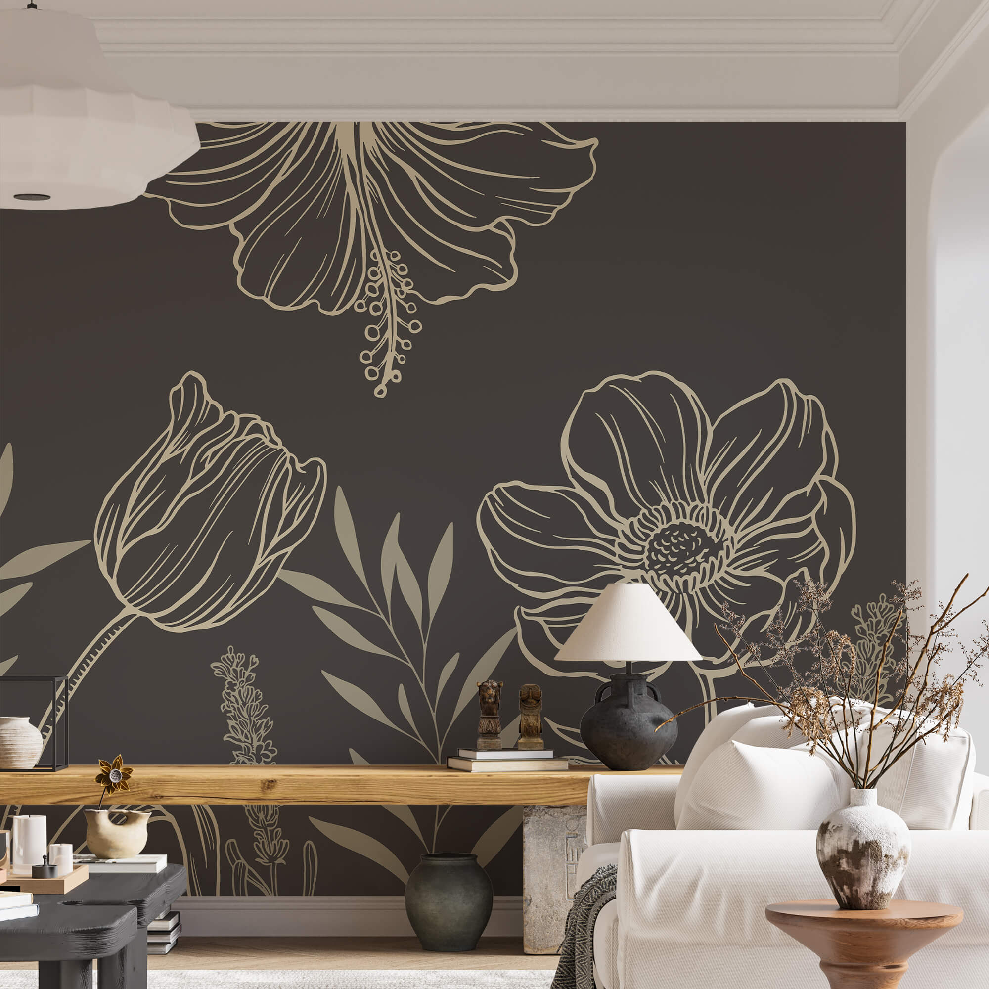 Delicato disegno di linee floreali Delicato disegno di linee floreali