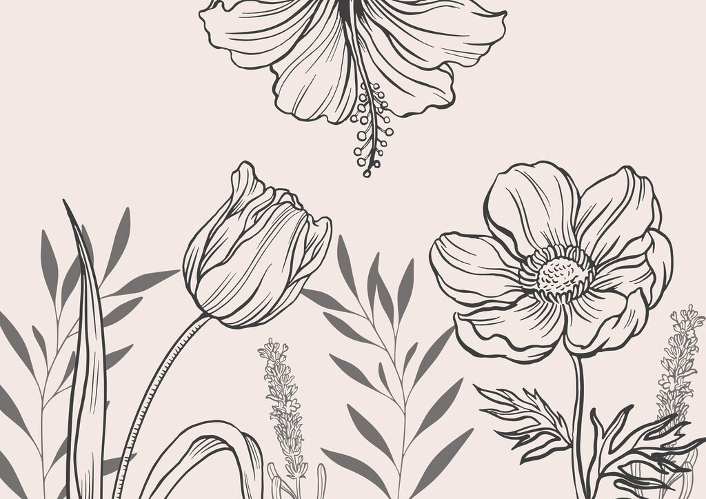 Delicato disegno di linee floreali Delicato disegno di linee floreali