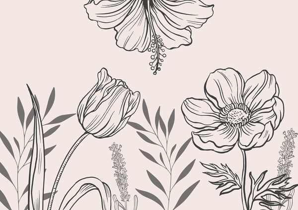 Delicato disegno di linee floreali Delicato disegno di linee floreali