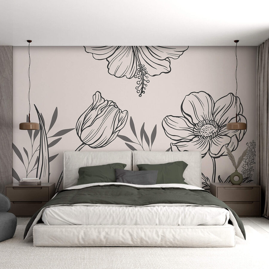 Delicato disegno di linee floreali