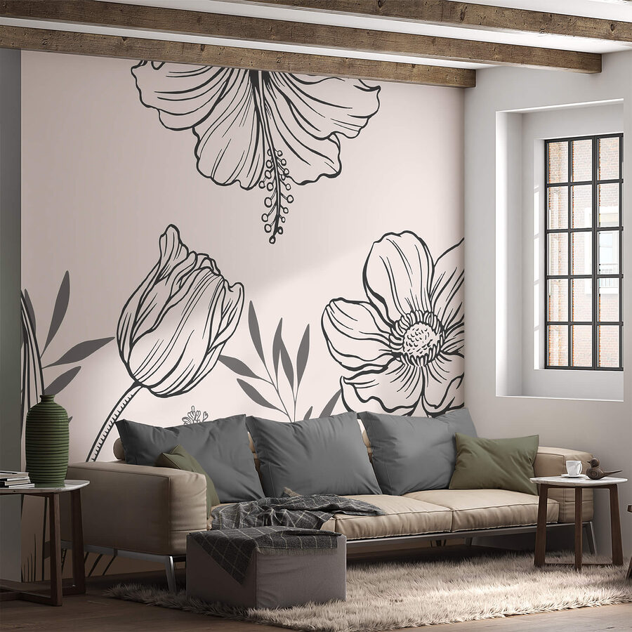 Delicato disegno di linee floreali