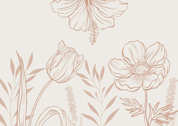 Delicato disegno di linee floreali. Delicato disegno di linee floreali.