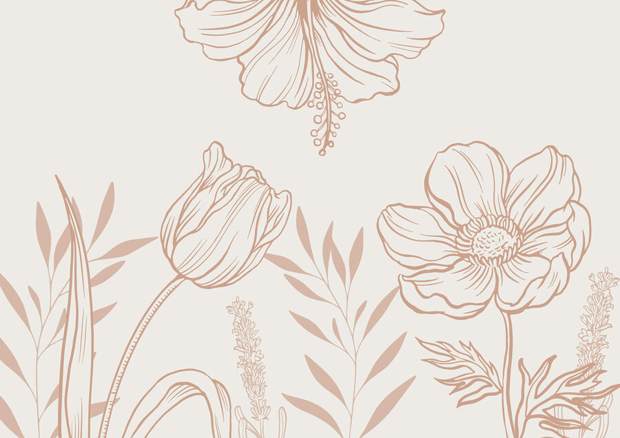 Delicato disegno di linee floreali. Delicato disegno di linee floreali.