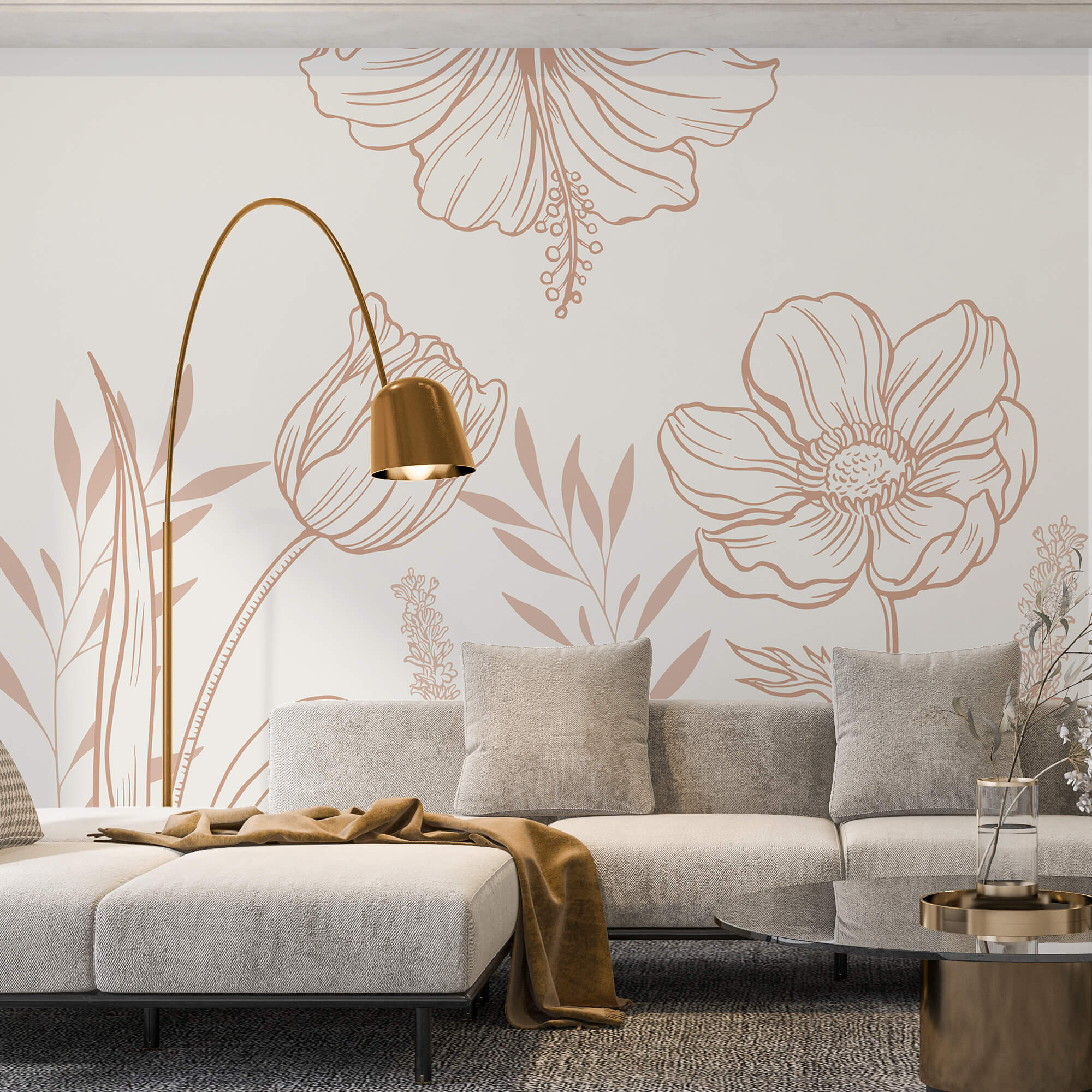 Delicato disegno di linee floreali Delicato disegno di linee floreali