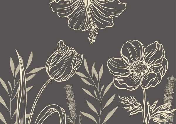 Delicato disegno di linee floreali Delicato disegno di linee floreali