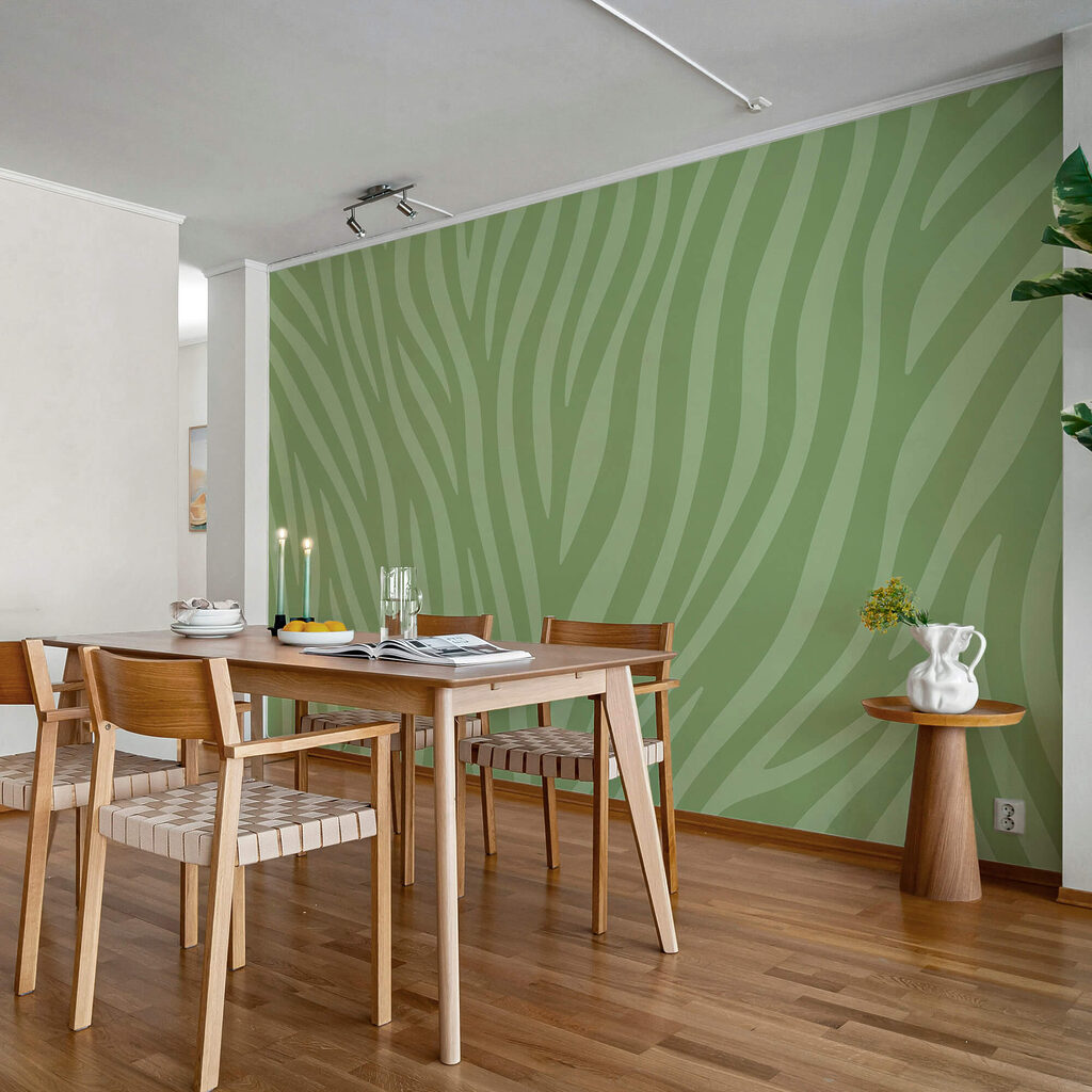 Stampa zebrata verde e bianca