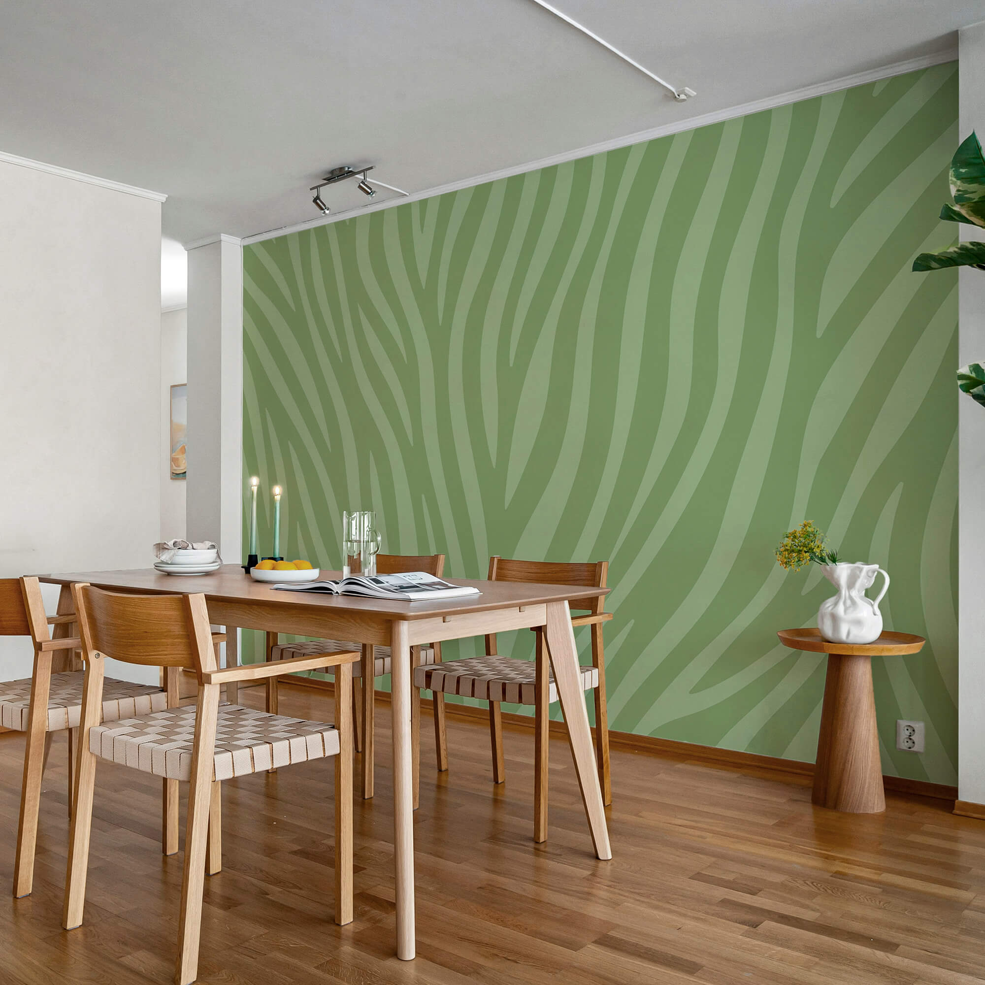 Stampa zebrata verde e bianca