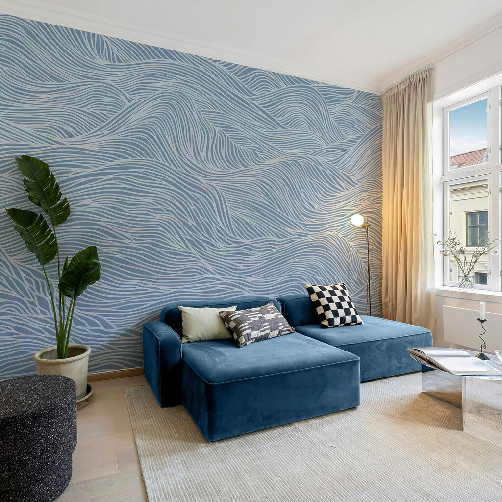 Motivo ondulato blu e bianco