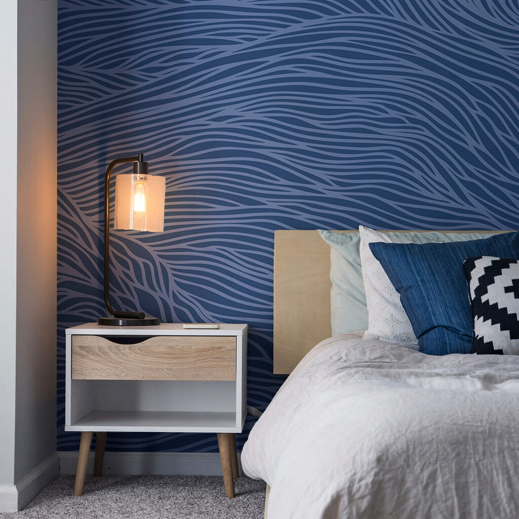 Motivo ondulato blu e bianco