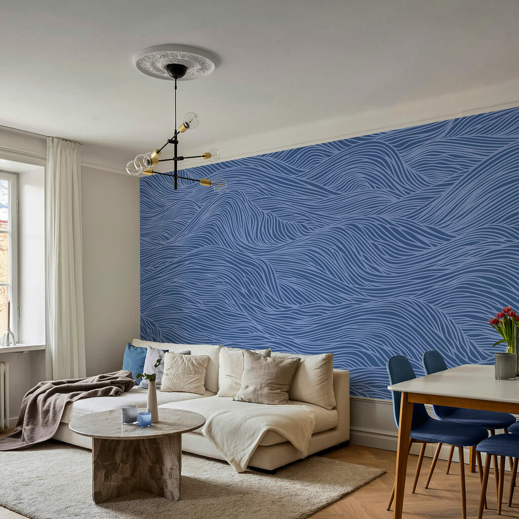 Motivo ondulato blu e bianco