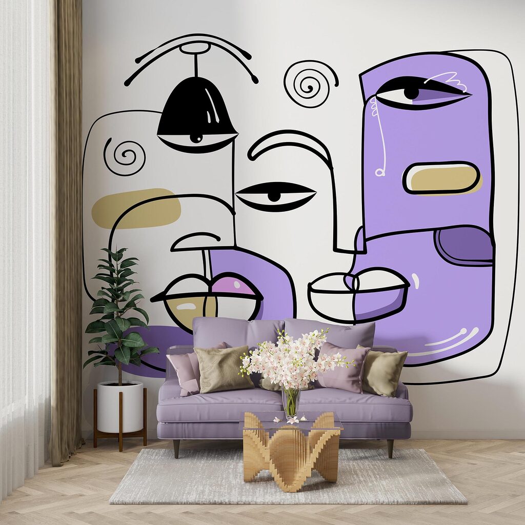 Gruppo di volti disegnati con colori diversi