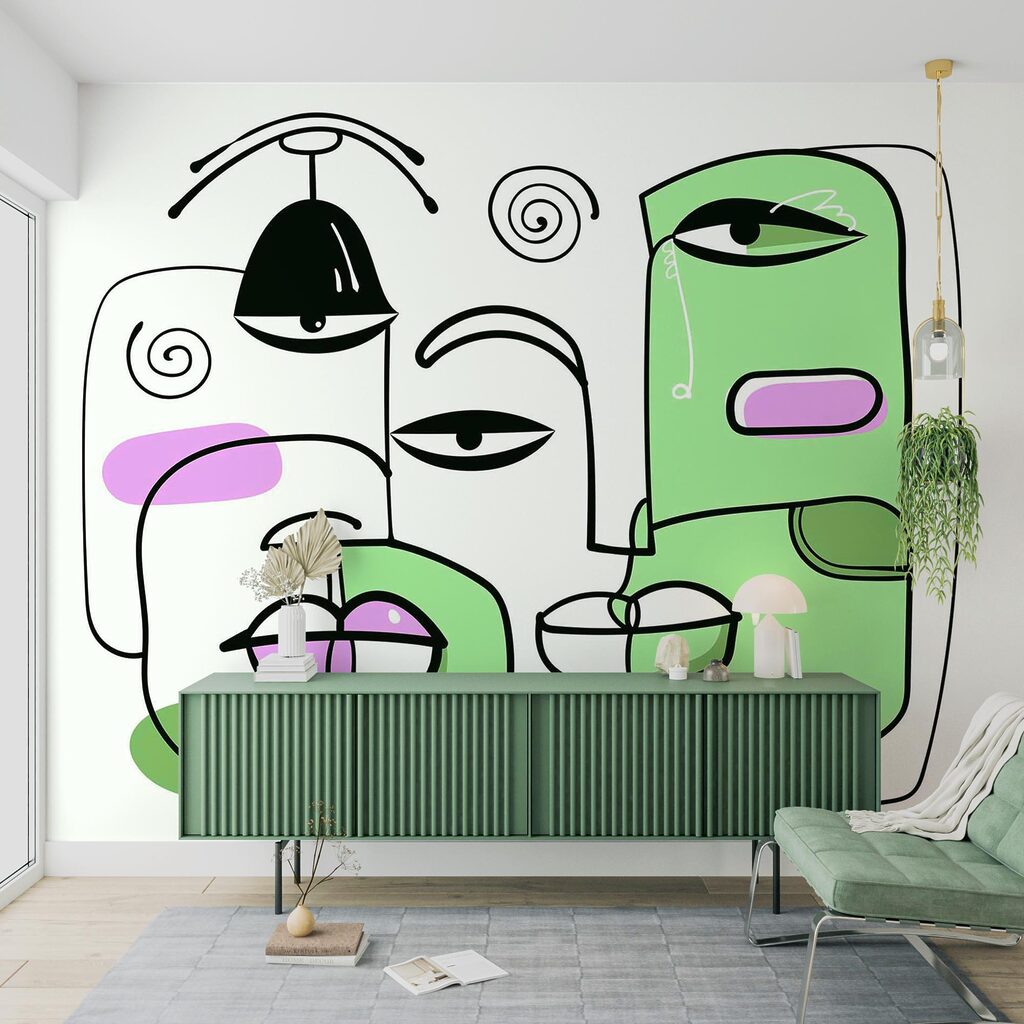 Disegno di volti e labbra