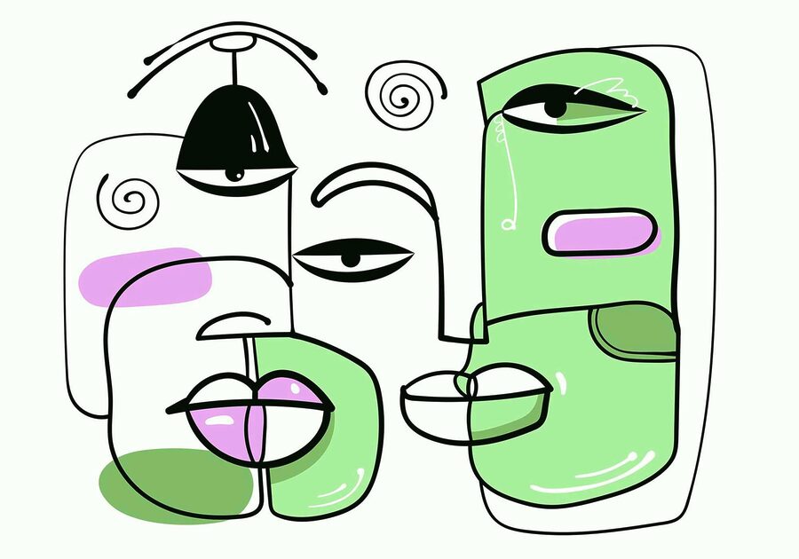 Disegno di volti e labbra