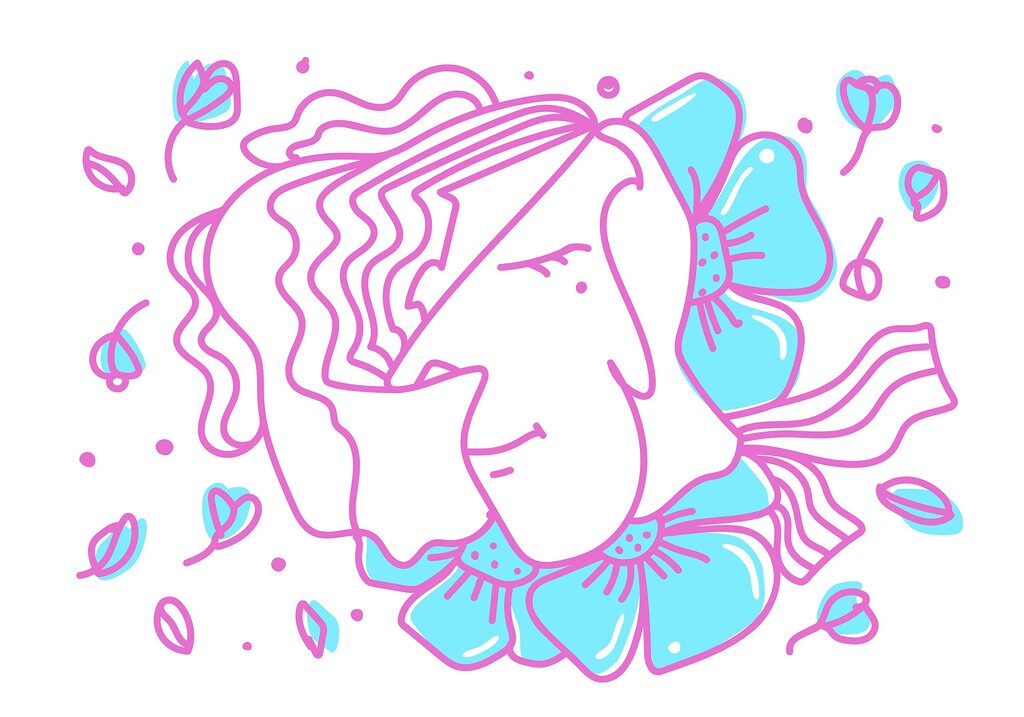 Disegno di donna con fiori Disegno di donna con fiori