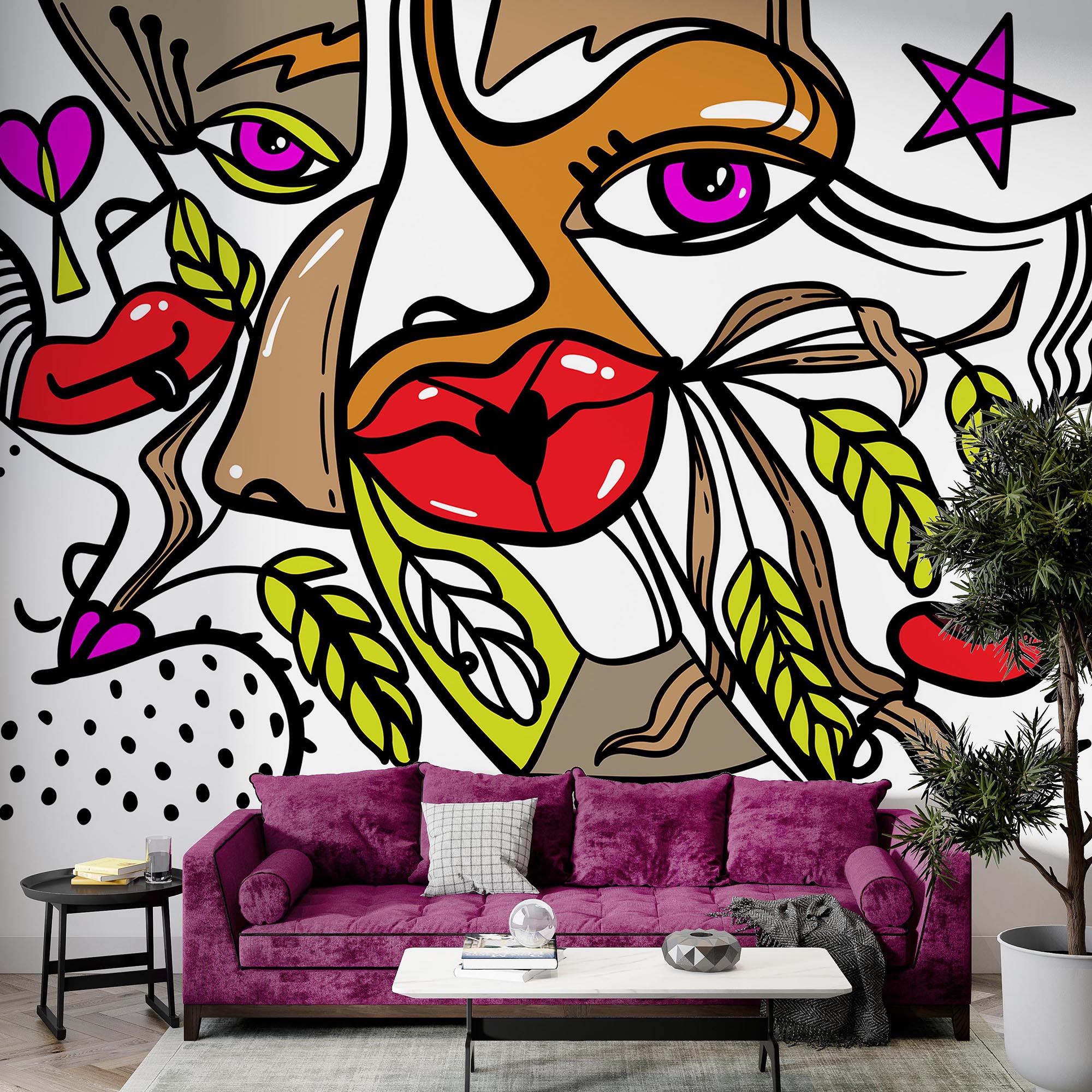 – Viso vibrante con motivi audaci