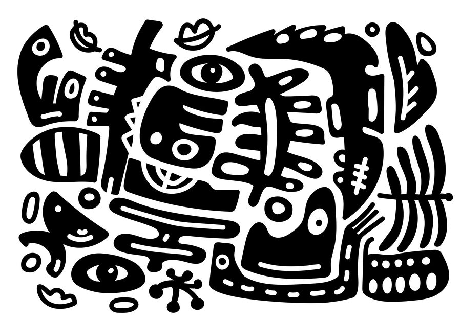 Disegno in bianco e nero di varie forme