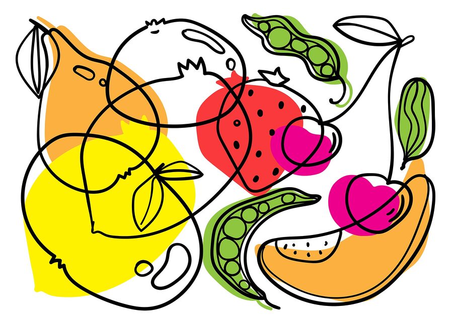 Carta da parati Disegno di diversi tipi di frutta e verdura - immagine 3