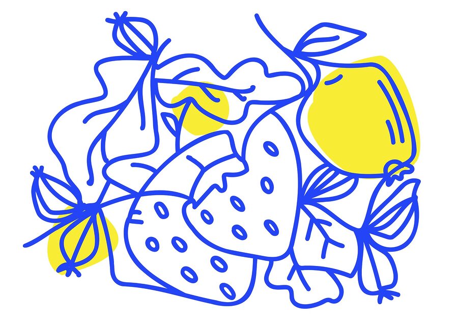 Disegno di frutti e foglie