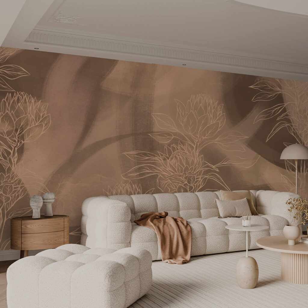 Contorni floreali su sfondo caldo