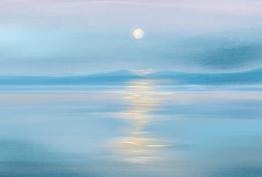 Luna su uno specchio d'acqua