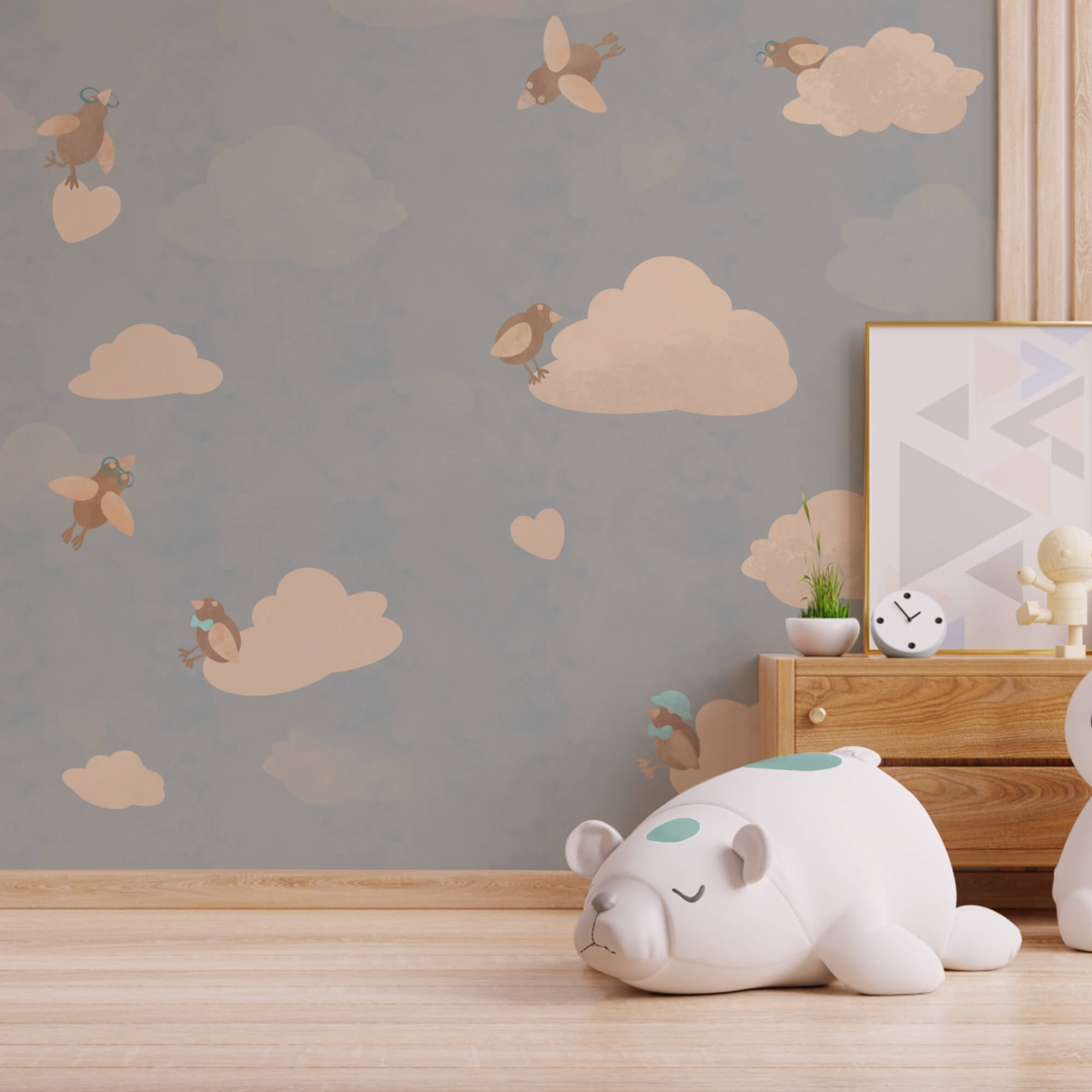 Schema di uccelli che volano nel cielo