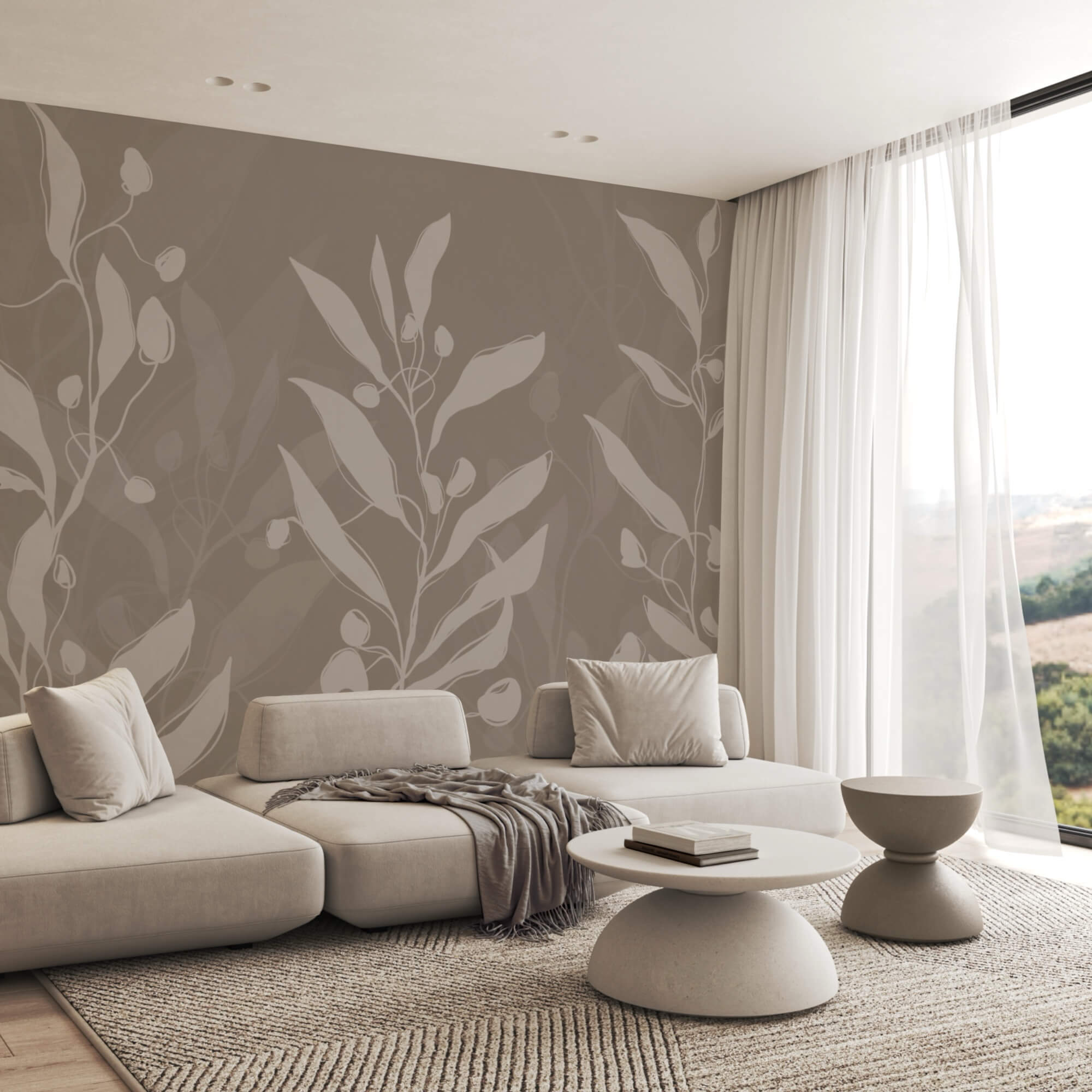 Morbido disegno botanico su uno sfondo neutro