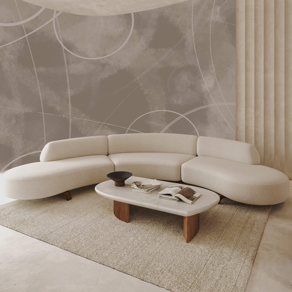 Sfondo marrone con linee e cerchi bianchi