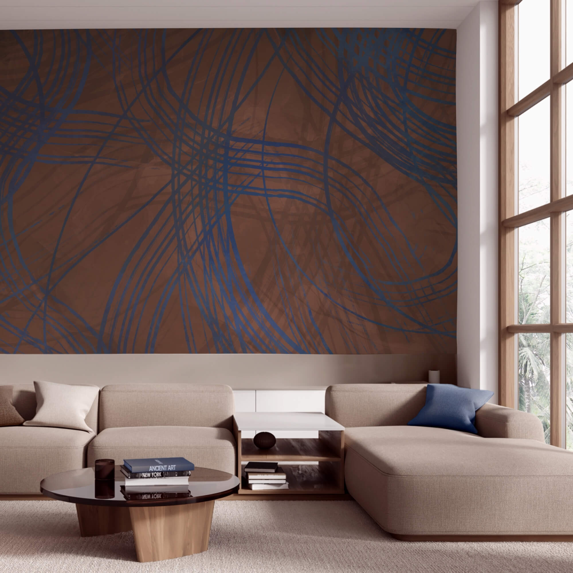 Sfondo marrone e blu con linee Sfondo marrone e blu con linee