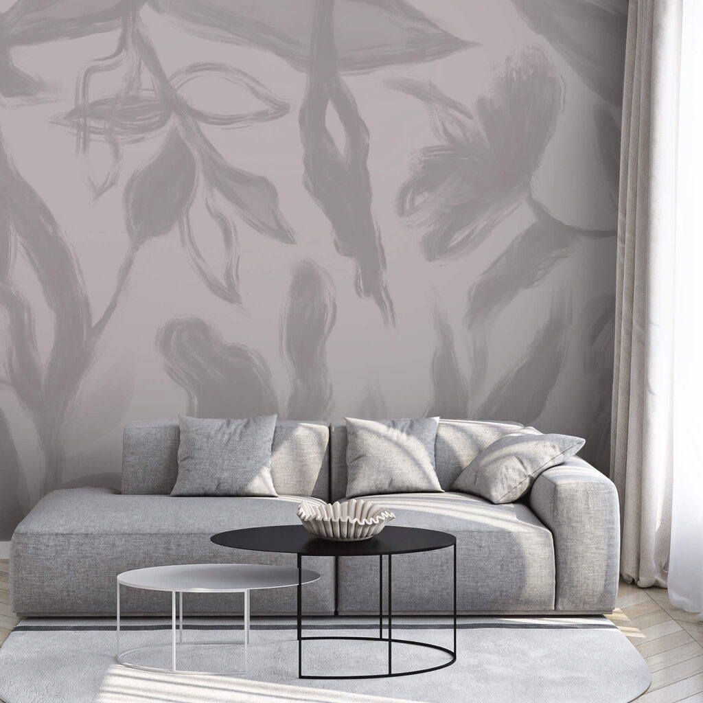 Sfondo grigio e bianco con fiori