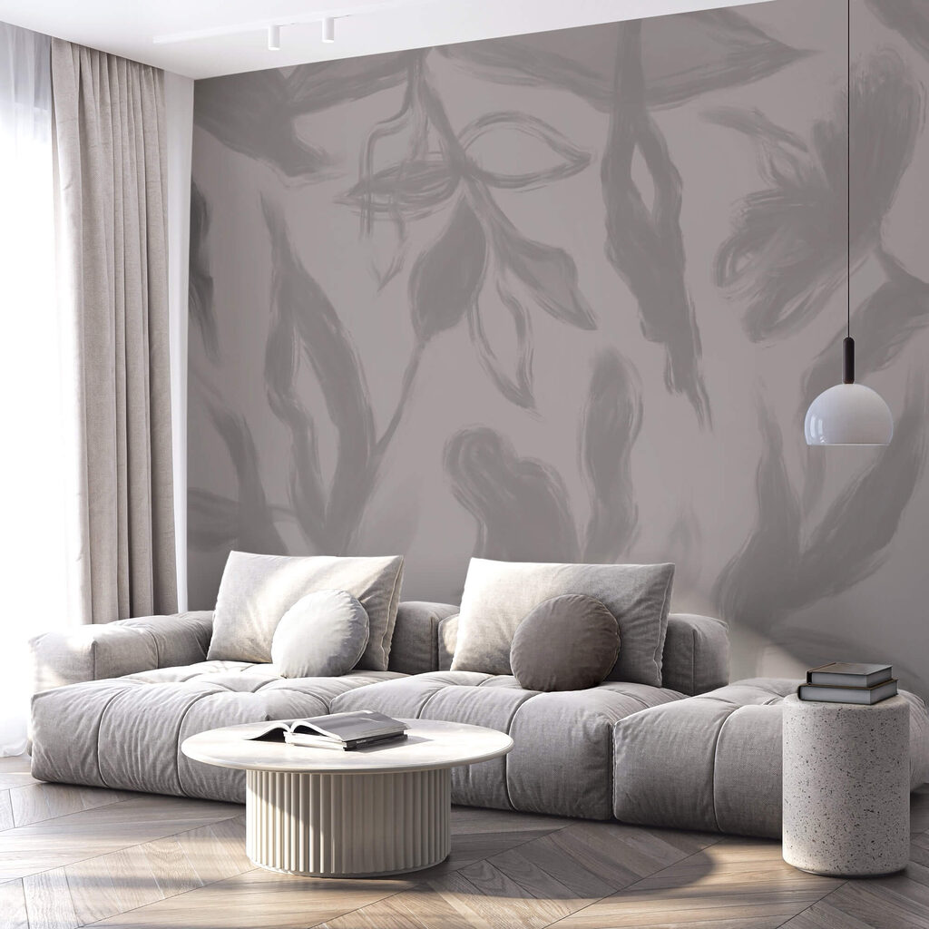 Sfondo grigio e bianco con fiori