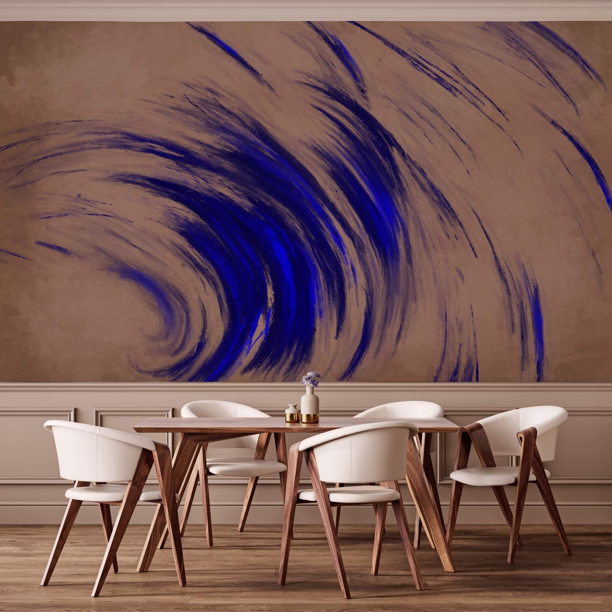 Girelle blu su sfondo marrone