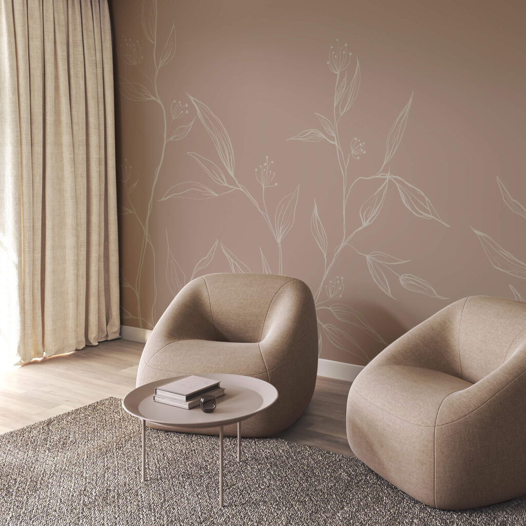 Foglie delicate su uno sfondo pastello morbido