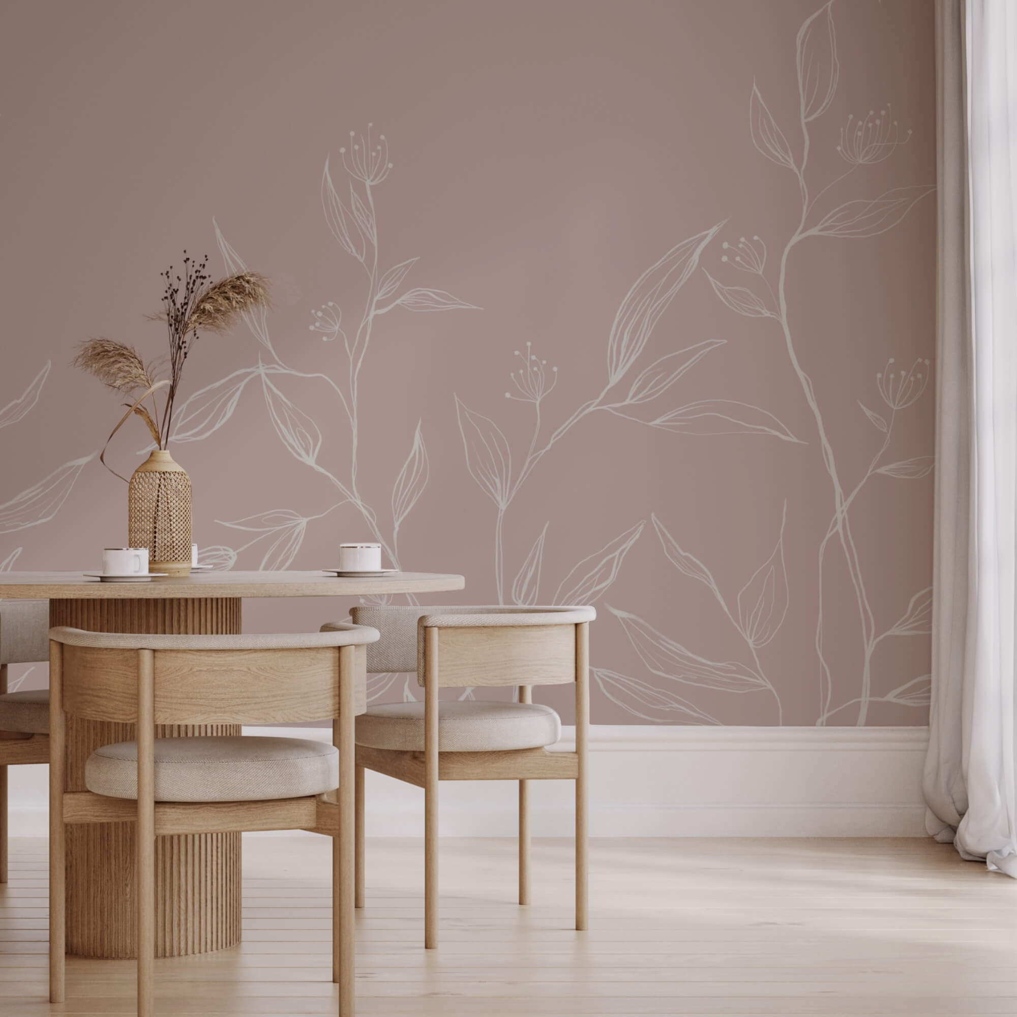 Foglie delicate su uno sfondo pastello morbido