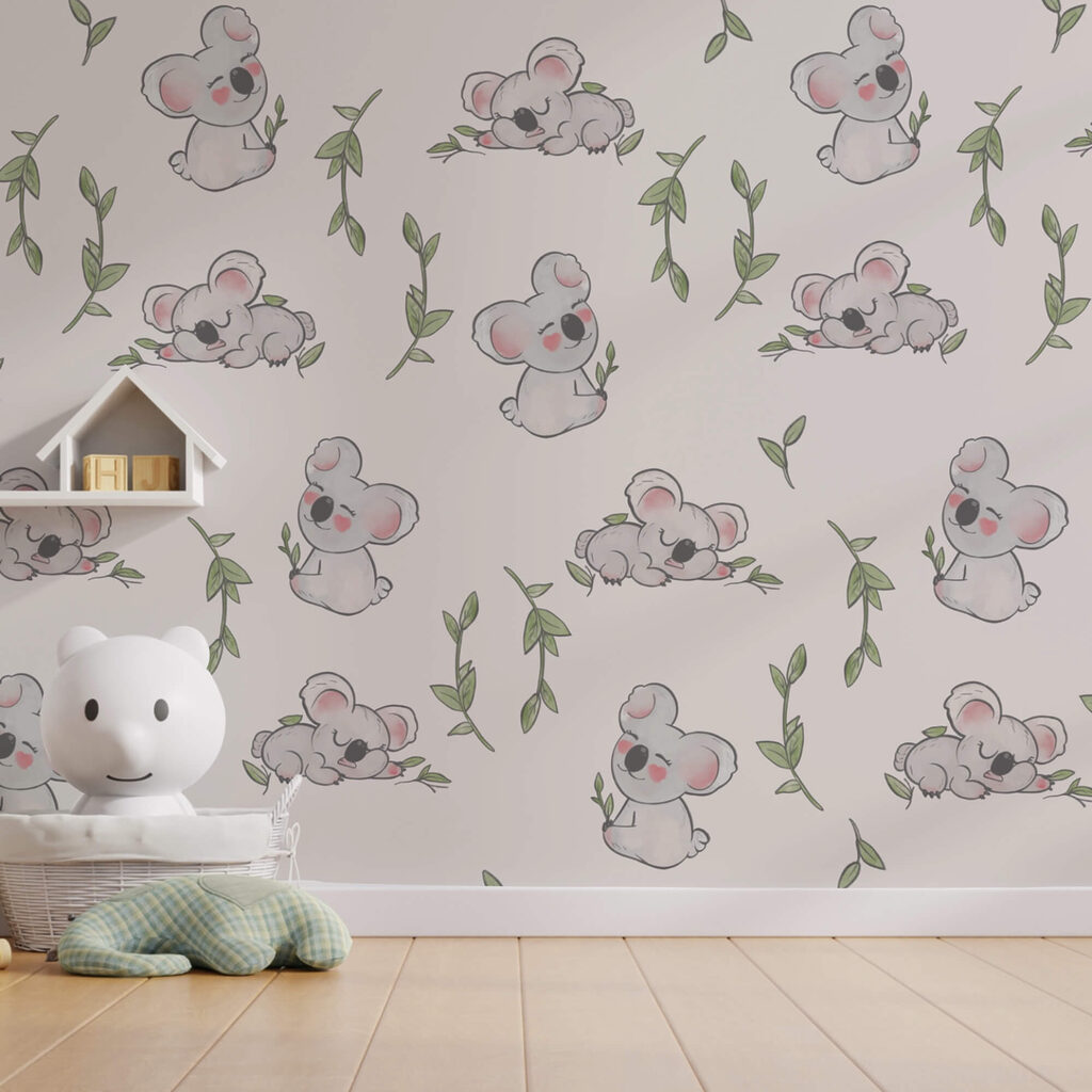 Motivo di koala e foglie