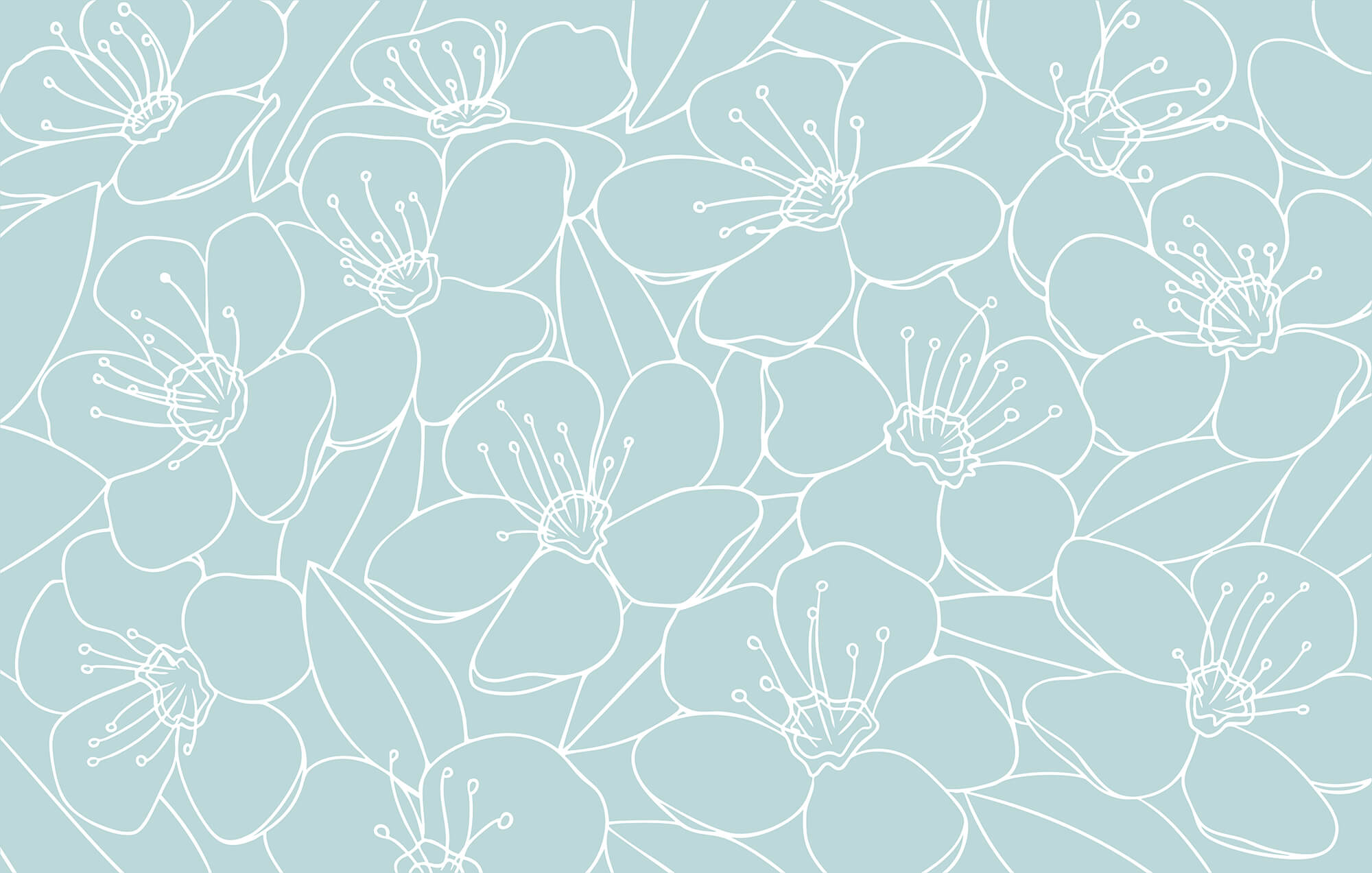 Pattern of flowers on a blue background