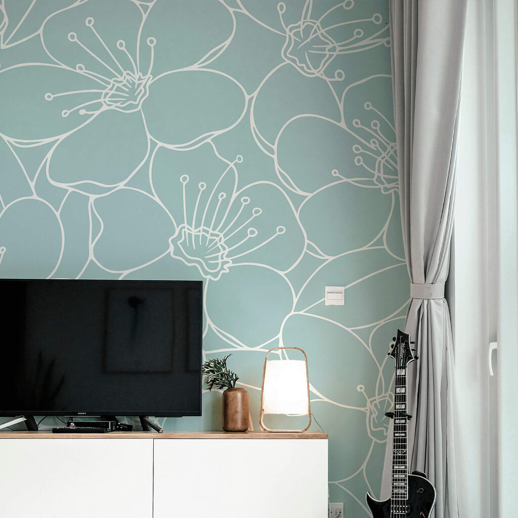 Motivo di fiori su sfondo blu