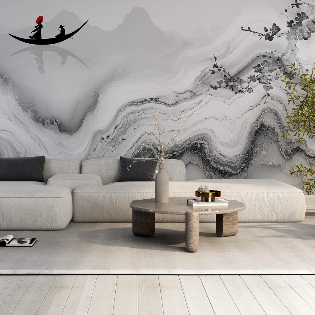 Pittura di una donna su una barca