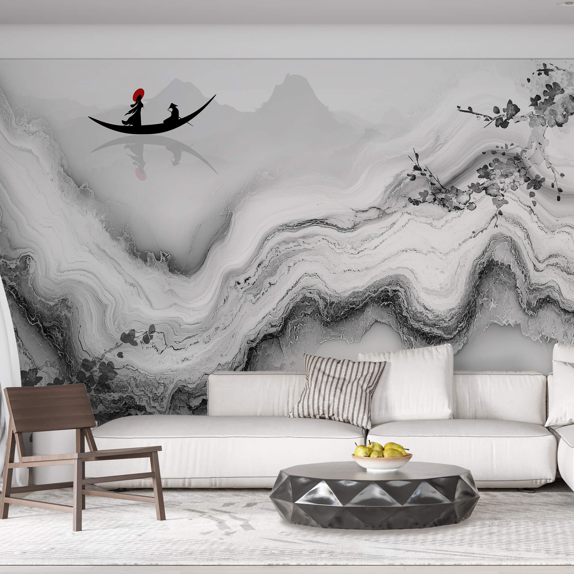 Pittura di una donna su una barca