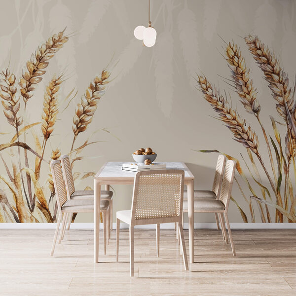 Pittura di grano su sfondo bianco Carta da parati Pittura di grano su sfondo bianco
